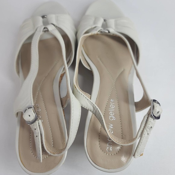 Andrew Geller Wedge Sandals 9M Cork Leather Strappy Feng Ivory Cream - Picture 8 of 13
